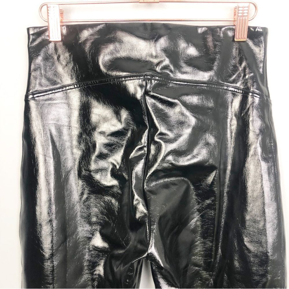SPANX | Faux Patent Leather Body Shaping Black Leggings Women’s Size Medium & 1X - Picture 9 of 16